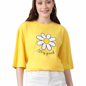 KOTTY Women’s Oversized Graphic Printed Cotton-Blend T-Shirt