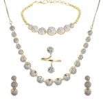 YouBella Jewellery Set for Women American Diamond Combo of Choker Necklace Set with Earrings, Bracelet and Ring for Girls and Women